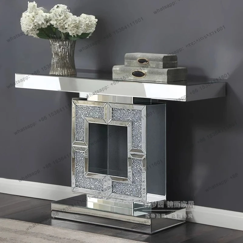 

Entrance platform Light luxury modern door entry Living room Screen partition Shelf Mirror entrance table