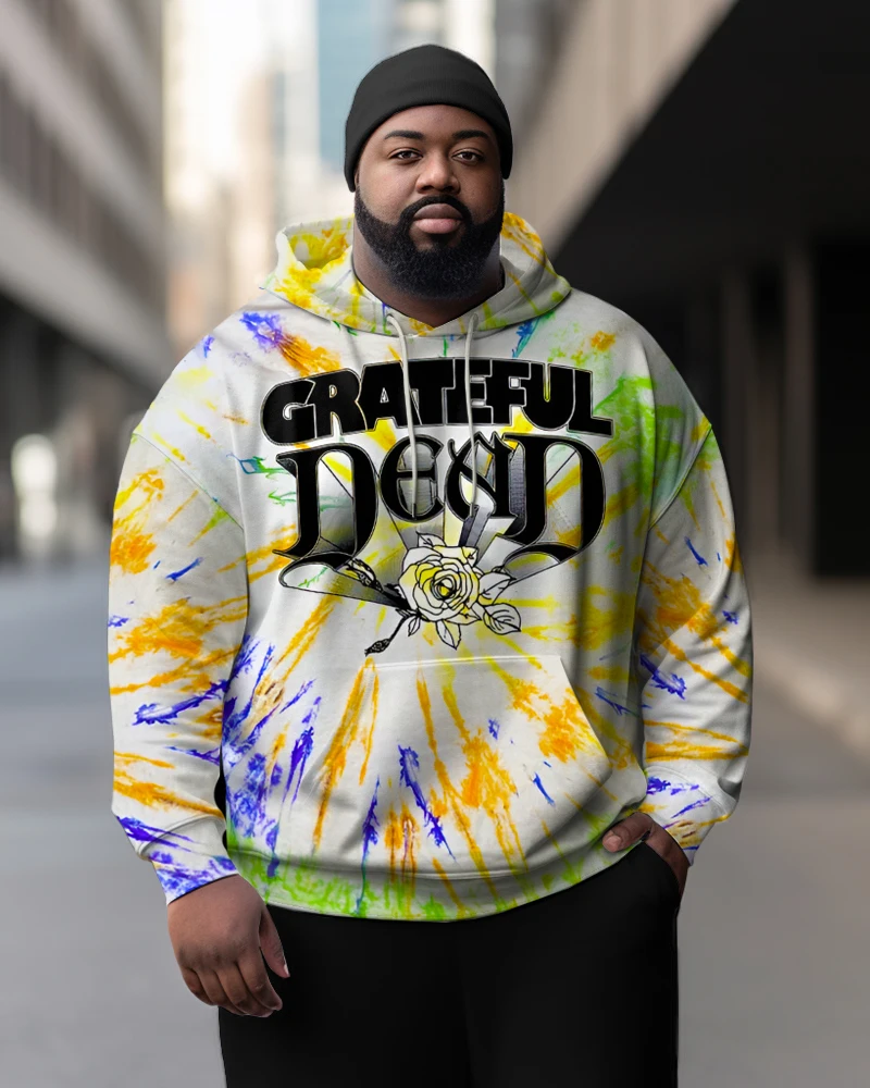 Biggmans Men\'s Plus Size Clothing Vegetable Assortment Tie Dye Graffiti Word Vegetable Hoodie 3XL 4XL 5XL 6XL 7XL 8XL 9XL