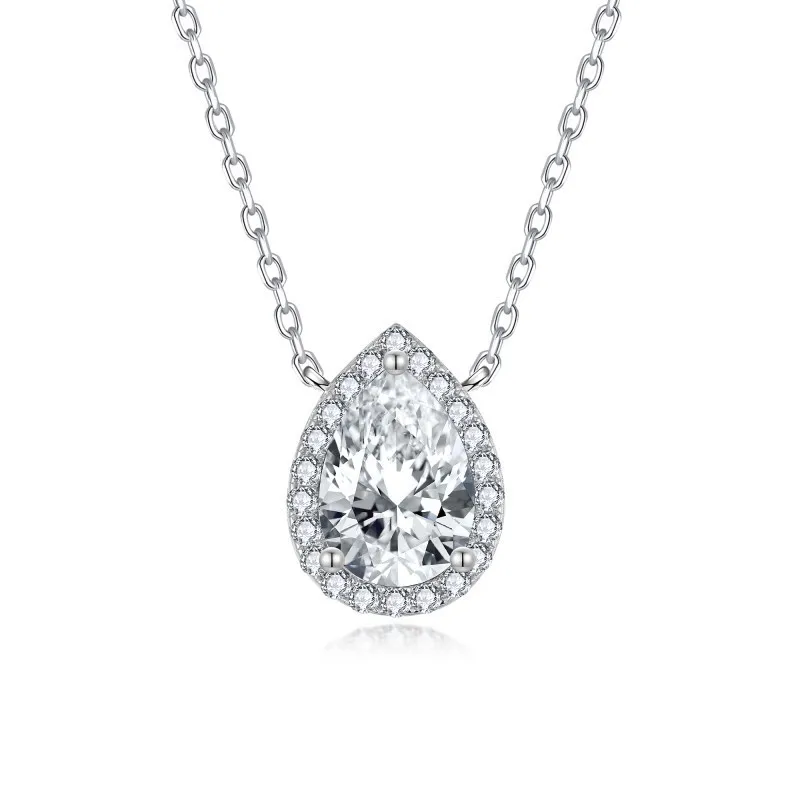 

Follow Cloud 2ct 7*10mm Water Drop Moissanite Pendant Necklace for Women S925 Sterling Silver Diamond Neckchain with Certificate