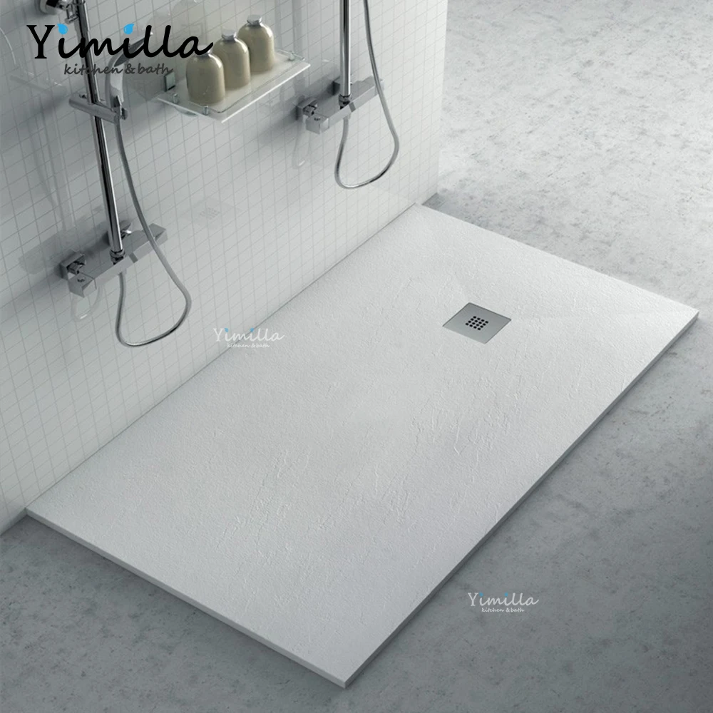 Artificial Stone Shower Base Slip-resistant Textured Floor Light Luxury Design Shower Room Base Easy Installation Linear Drain