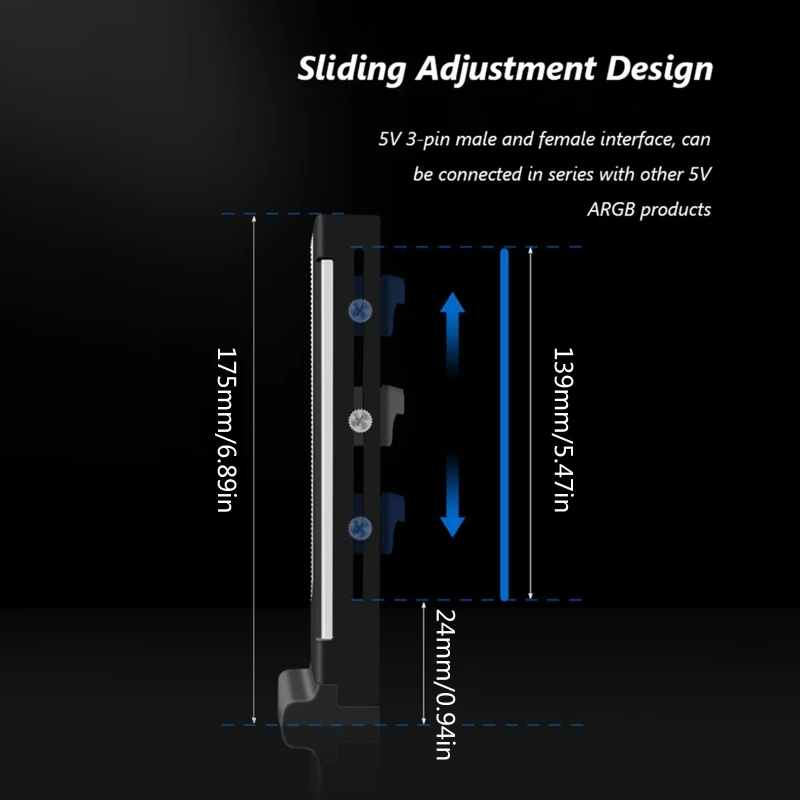 Graphics Card Bracket RGB Vertical Support Frame ARGB Sync jack Card Sag Holder/Holster Bracket Length Height Adjustable