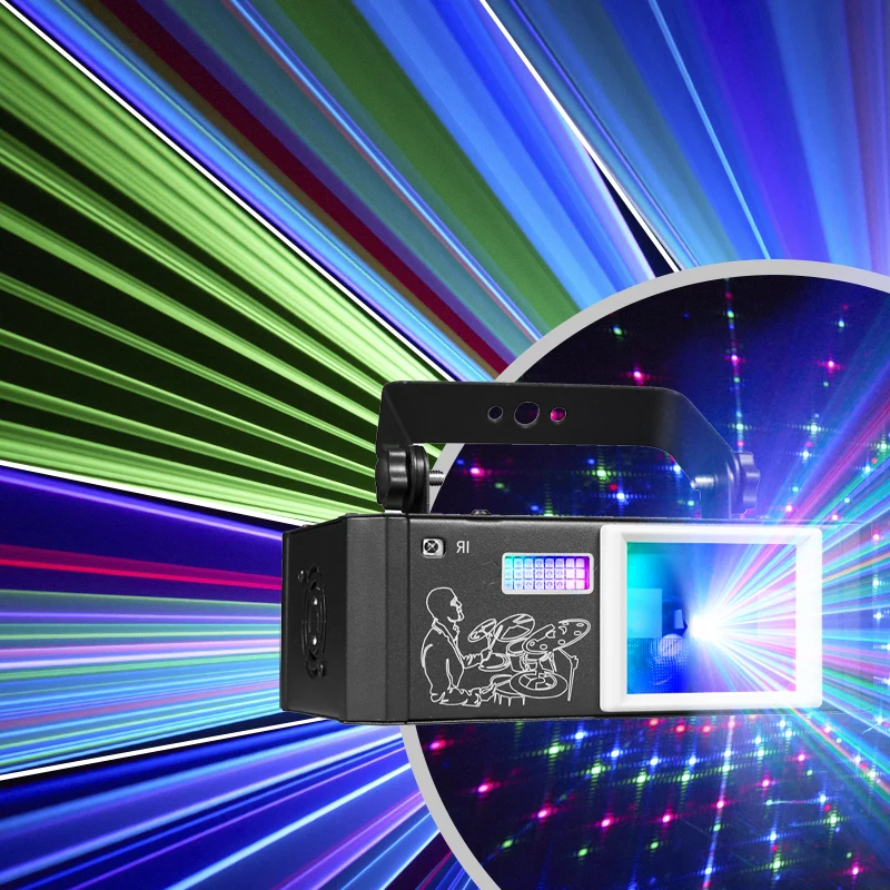 Party lights 3D disco lights, strobe laser lights with 5in1effect, sound activation and DMX control, suitable for family parties