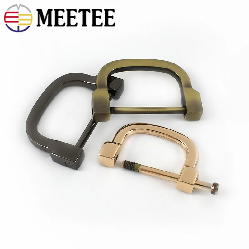 Meetee 4Pcs 25/30mm D Ring Buckles Detachable Screw Metal Buckle Handbag Strap Clasps DIY Leather Crafts Hardware Accessories