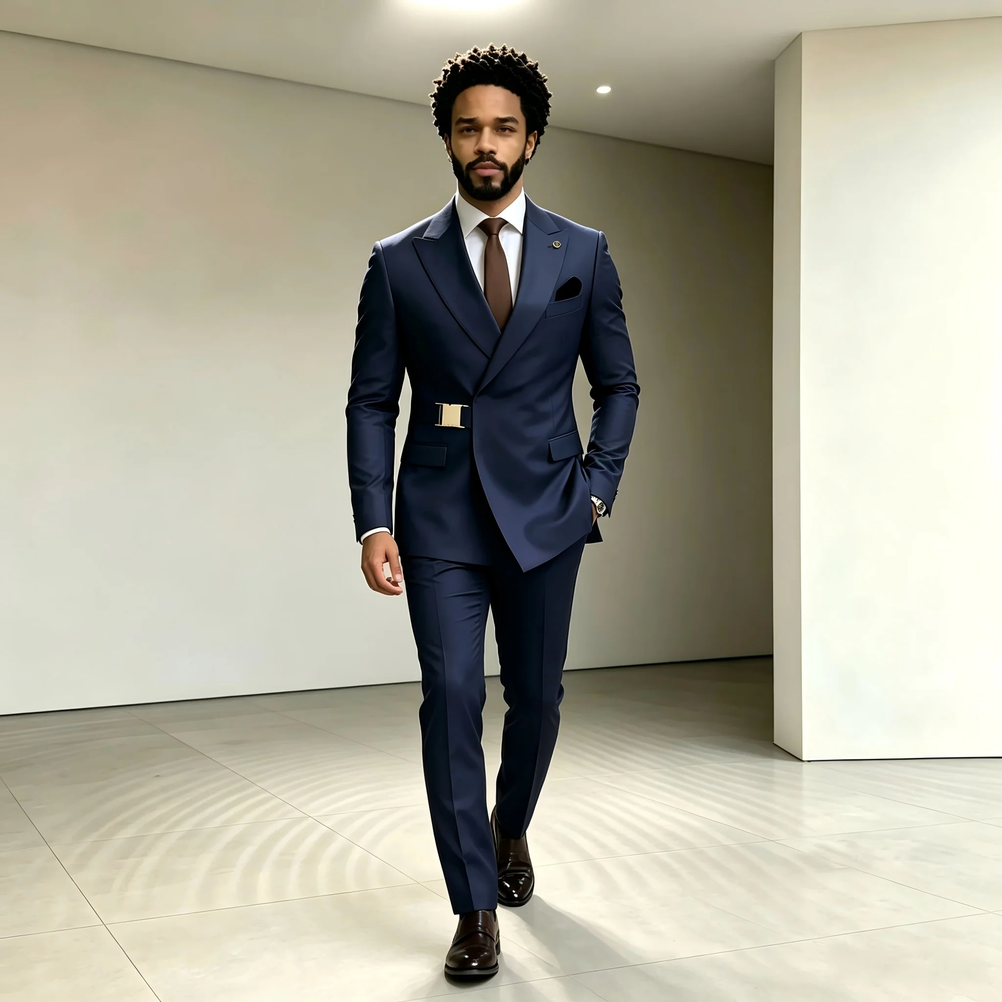 Navy Blue Double Breasted Men Suit Gold Metal Buckle 2 Pieces (Jacket+Pants) Outfits Casual Party Prom Wedding Set