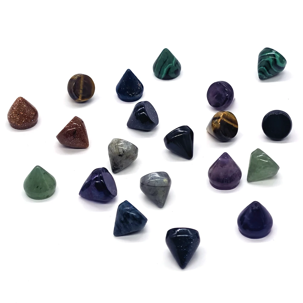 10*10mm pedra de cristal natural bala cone studs e picos para roupas diy artesanato saco sapato artesanato caso do telefone decoração acessórios