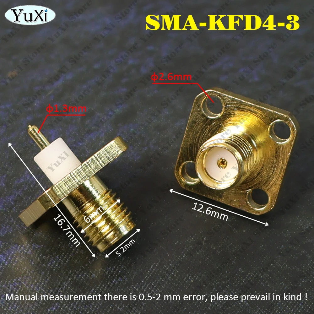 1-20Pcs SMA Female Jack Flange Chassis Panel Mount Socket Connector Welding Terminal Coaxial Adapter 4-Hole 2hole Gold Plated