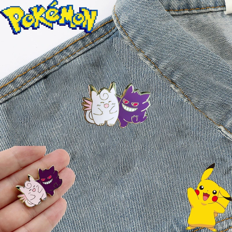 New Fashion Trend Cartoon Pokémoned Series Cute Quirky Brooch Personality Anime Character Gengar Metal Badge A Gift for A Friend