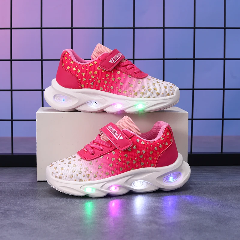 2026 Spring and Autumn Children's Light-Up Shoes for Boys and Girls, Baby Running Flashing Sneakers, Light-Up Mesh Sports Shoes, Casual Shoes, Light-Up Shoes