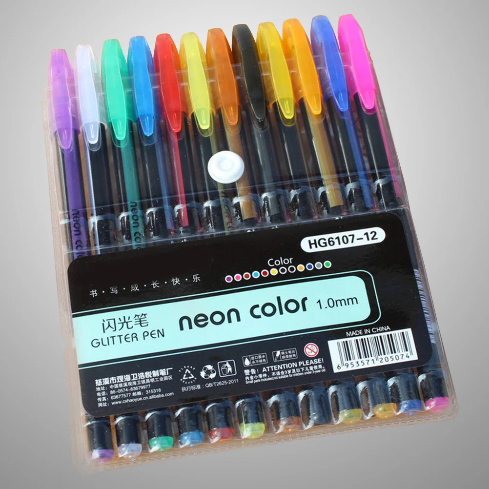 

12 Colors Gel Ink Pen Set Neon Color Pens for Painting Crafting Coloring Books Journals Scrapbooking Diaries Gel Pens