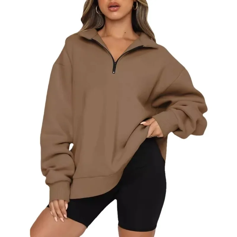 ​​Women's Quarter Zip Baseball Jacket French Pullover Fall Winter Casual Streetwear Top Minimalist Style 3-in-1 Jacket