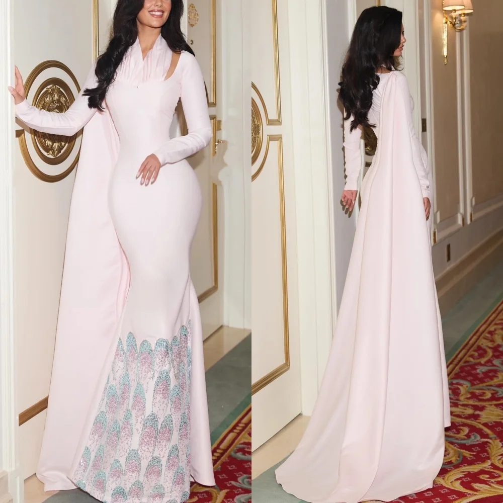 

Customized High Quality Exquisite Jersey Beading Ruched Mermaid Halter Long Dresses Bespoke Occasion Dresses Sizes Available