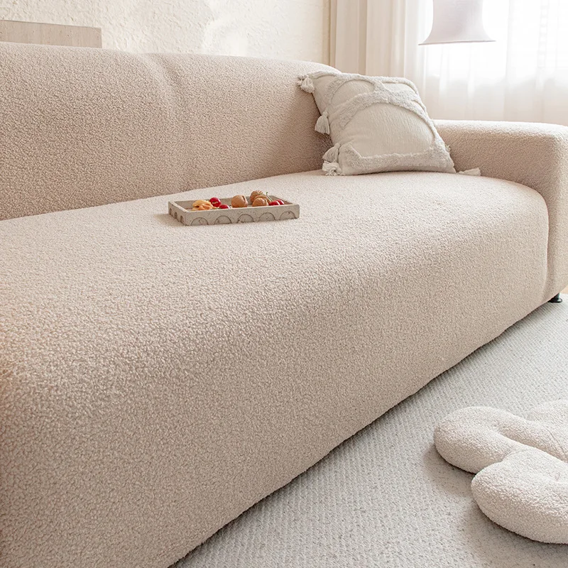 1pc Teddy Plush Elastic Sofa Cover Anti-cat Scratching Four Seasons Universal Couch Protector Covers