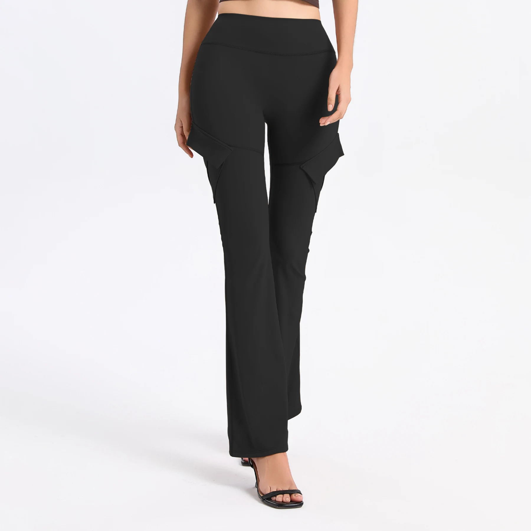 Flared Yoga Pants Women High Waist 5 Pockets Slim Fit Wide Leg Tummy Control Workout Dance Daily Comfort Activewear