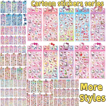20 Pcs/Bag Cartoon Anime Laser Flash Stickers Sanrio Family Stitch Labubu Baby Three Diy Handmade Material Sticker Toy