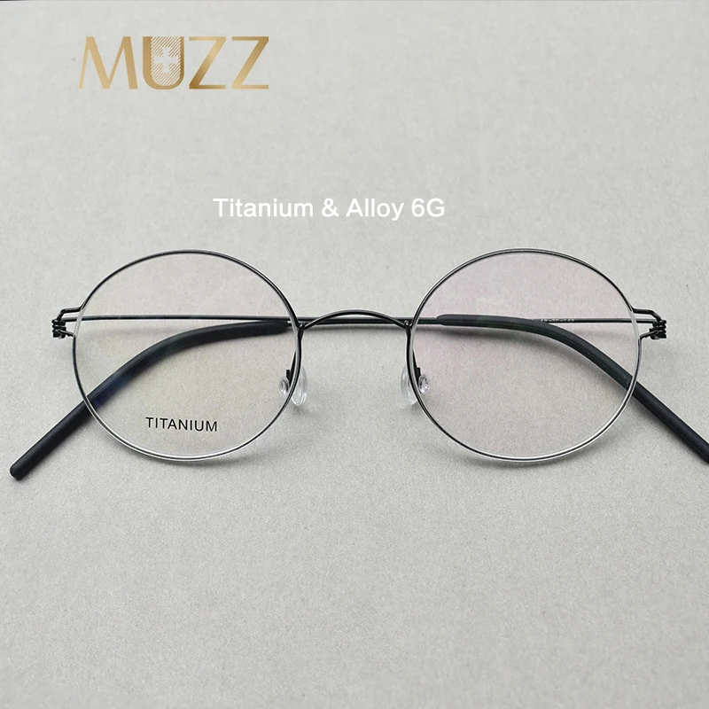 Titanium Alloy Glasses Frame Round Men Business Prescription Eyeglasses New Women Myopia Optical Korean Morten Screwless Eyewear