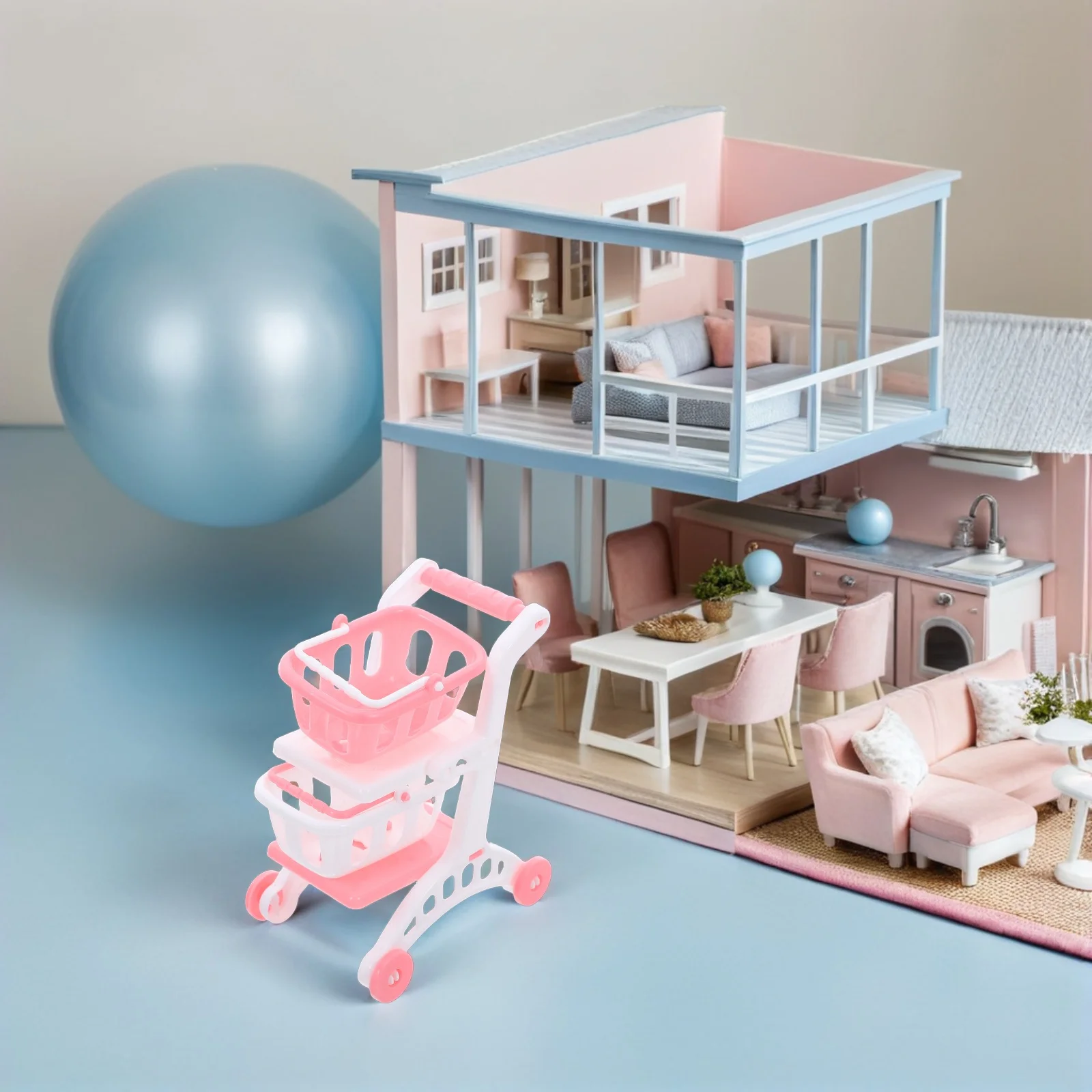 8 stuks miniatuur supermarkt winkelwagentjes dubbellaags kruidenier handkar lichtgewicht fantasiespel binnen buiten