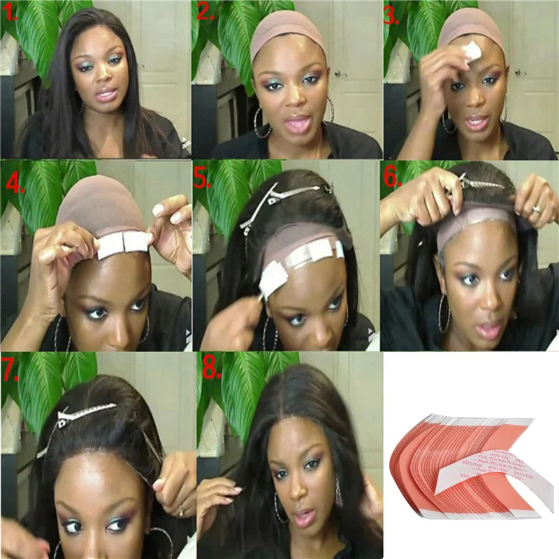 BAAO-72Pcs/lote C + CC Super Forte Duo Tac Cabelo Duplo Adesivo Fita Fixo Peruca Tiras Invisíveis