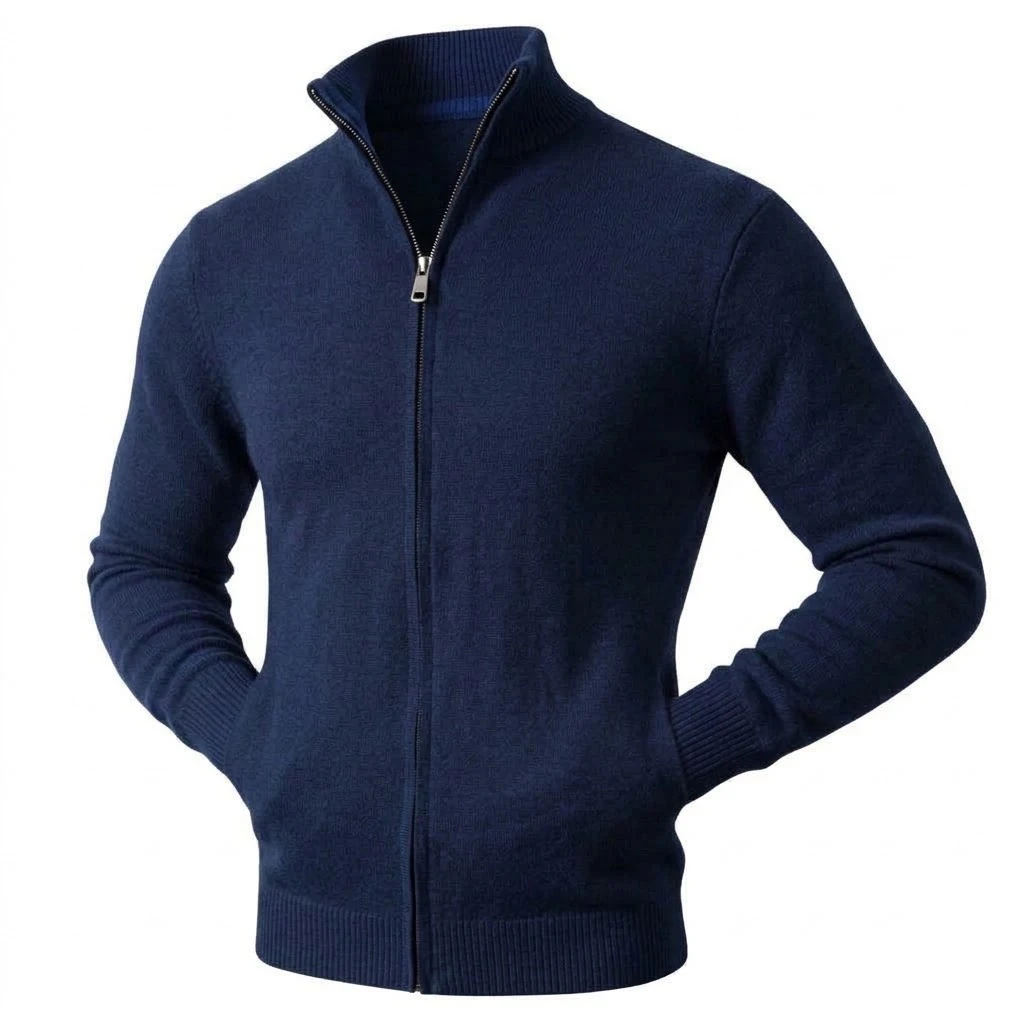 Herbst Herren Casual Stehkragen Strickjacke mit Reißverschluss Winter Warmer Pullover Mantel Oberbekleidung Langarm Streetwear Top – Detail 6