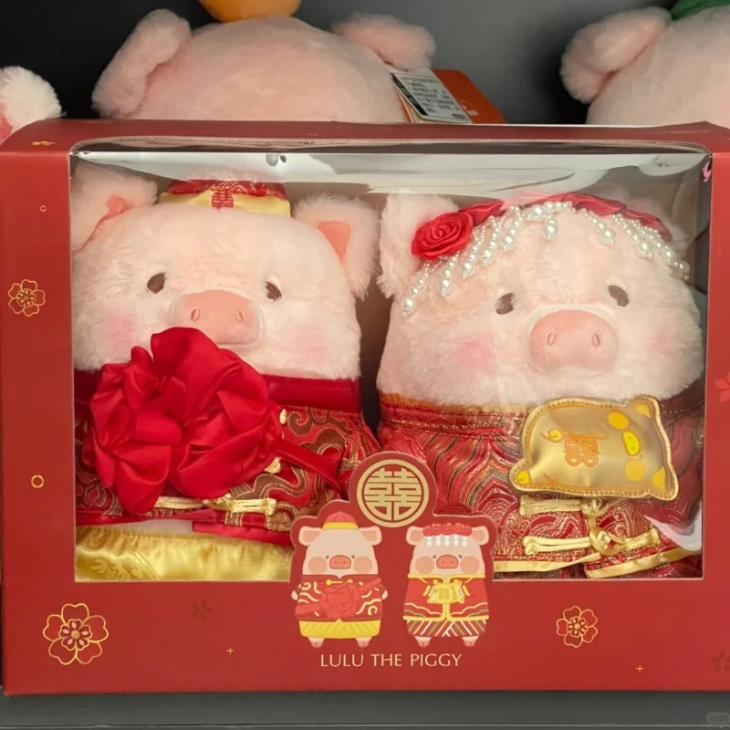 Lulu o piggy enlatado porco ocidental casamento e casamento chinês bonito boneca anime figura de ação periférica casamento coletar presente brinquedo