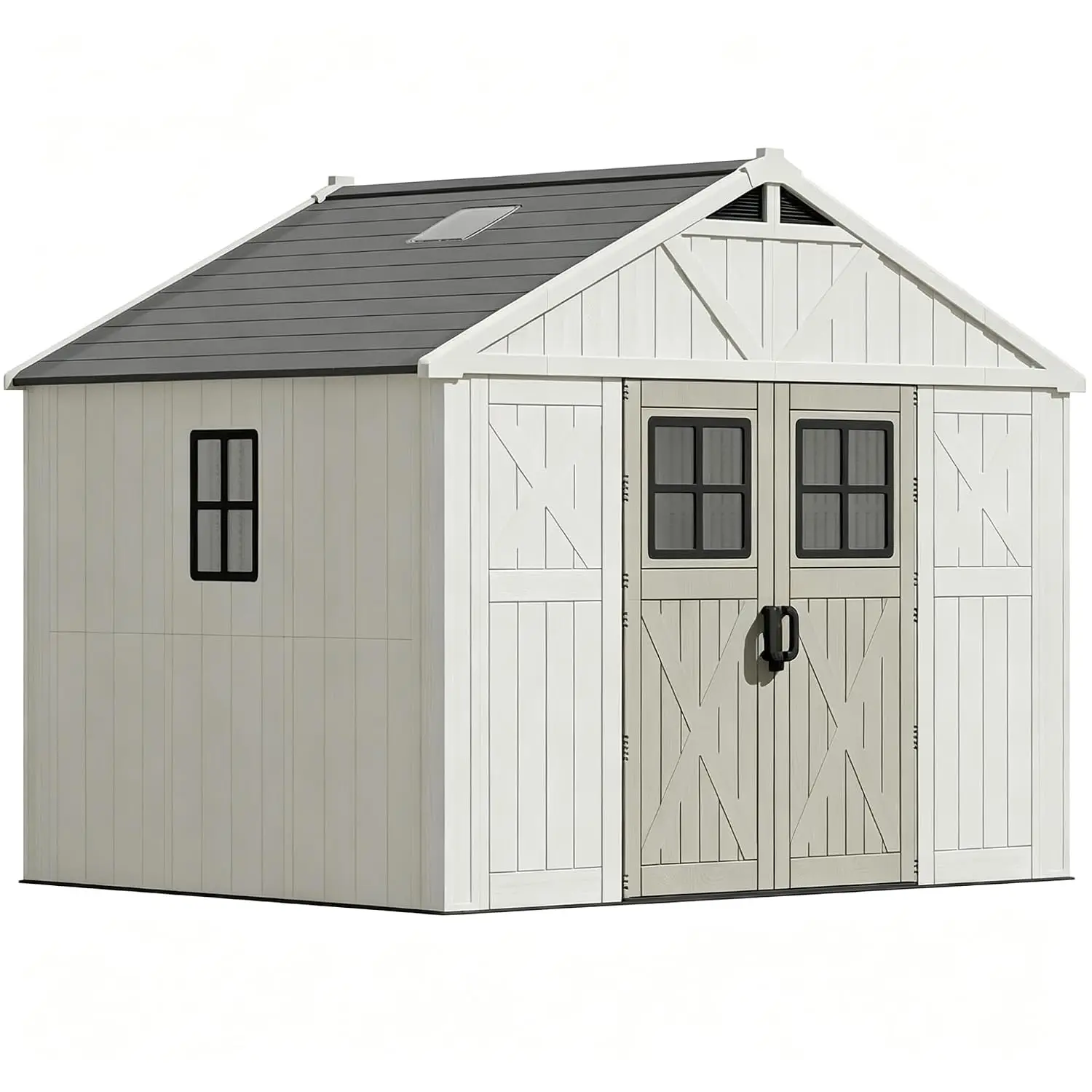 10x8 Ft Outdoor Storage Shed Large Resin Shed with Floor Windows & Lockable Door, Customized