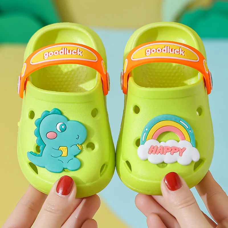 Sandal Pantai Lucu Anak-anak Dinosaurus untuk Anak-anak Sepatu Taman Tertutup untuk Anak Laki-laki Perempuan Anak-anak Sandal Kamar Kecil Rumah Antiselip