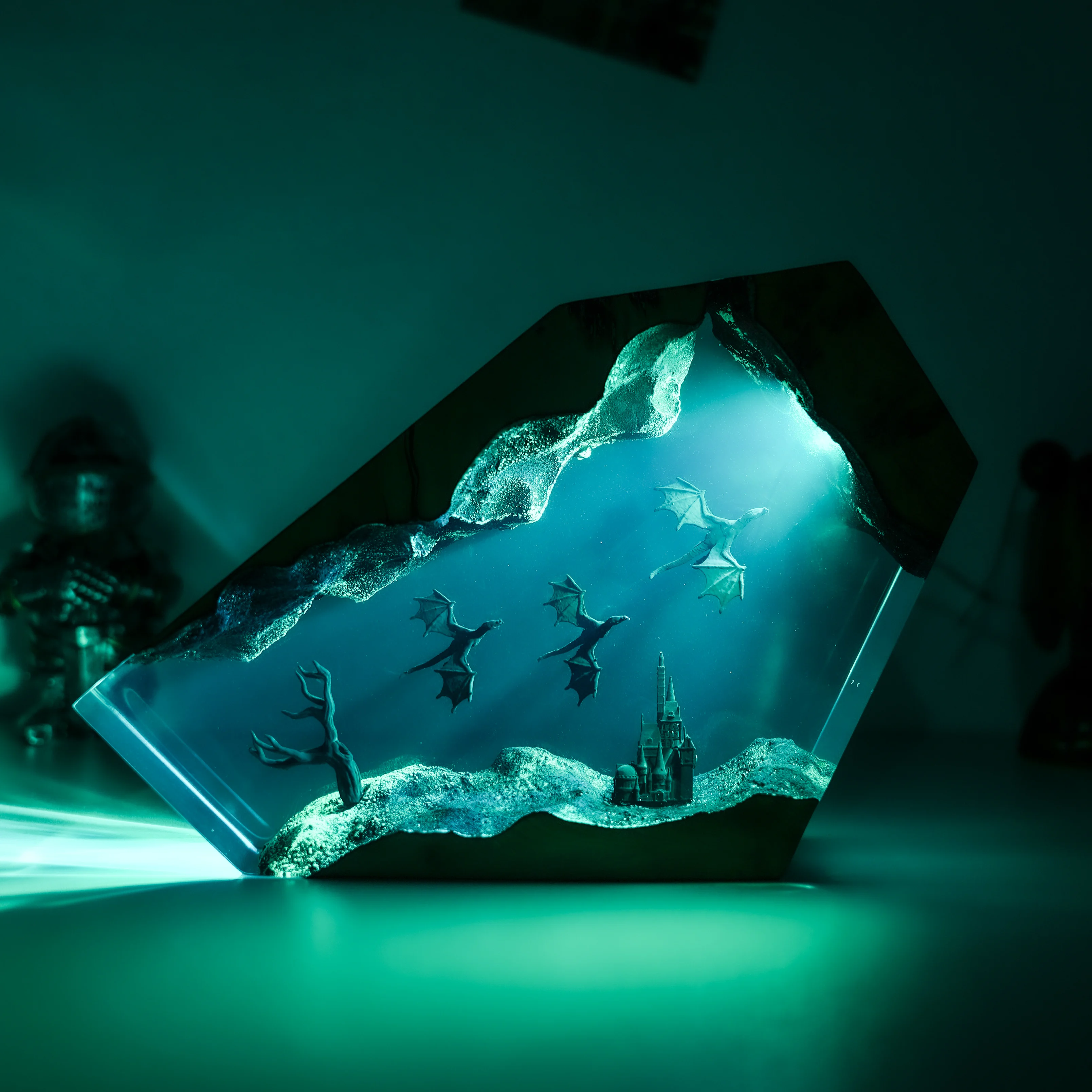 

Cool Tide Play, Handmade Castle, Flying Dragon, Birthday Gift, Computer Desktop Ornament, Decorative Night Light, Ambient Light