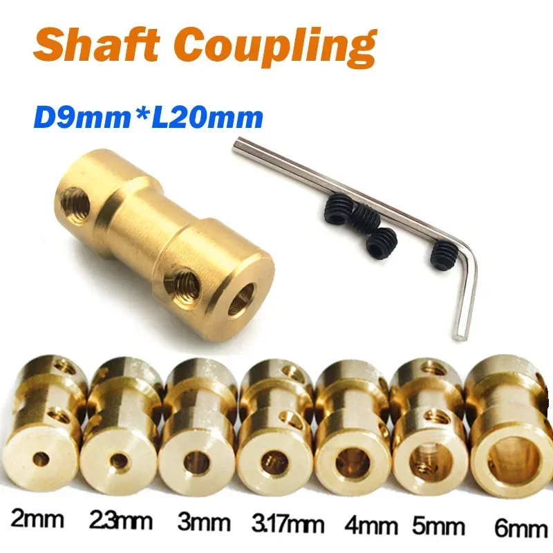 2Pcs Motor Shaft Coupling 2mm 2.3mm 3mm~6mm Coupler Connector Sleeve Adapter Brass Transmission Joint for RC Boat Car Airplane