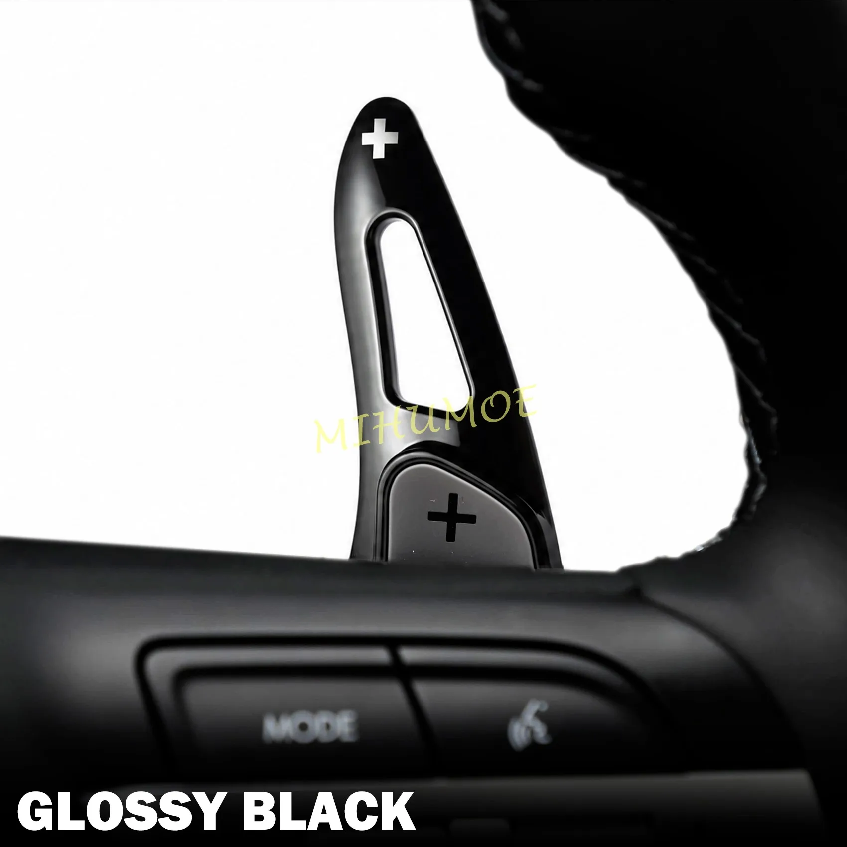 Glossy Black Car Steering Wheel Paddle Shifter Extension Accessories For 2024 2025 2026 Hyundai Sonata Tucson Kona Electric