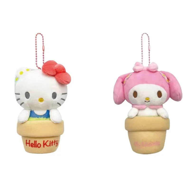 

15 см Sanrios цветочный горшок серии My Melody Hellokittys плюшевая кукла мультфильм девушка студенческая сумка кулон игрушка брелок украшение подарок