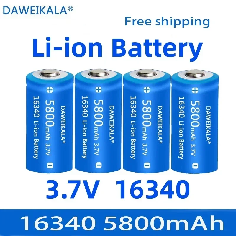 5800mAh Rechargeable 3.7V Li-ion 16340 Batteries CR123A Battery for LED Flashlight Travel Wall Charger 16340 CR123A Battery