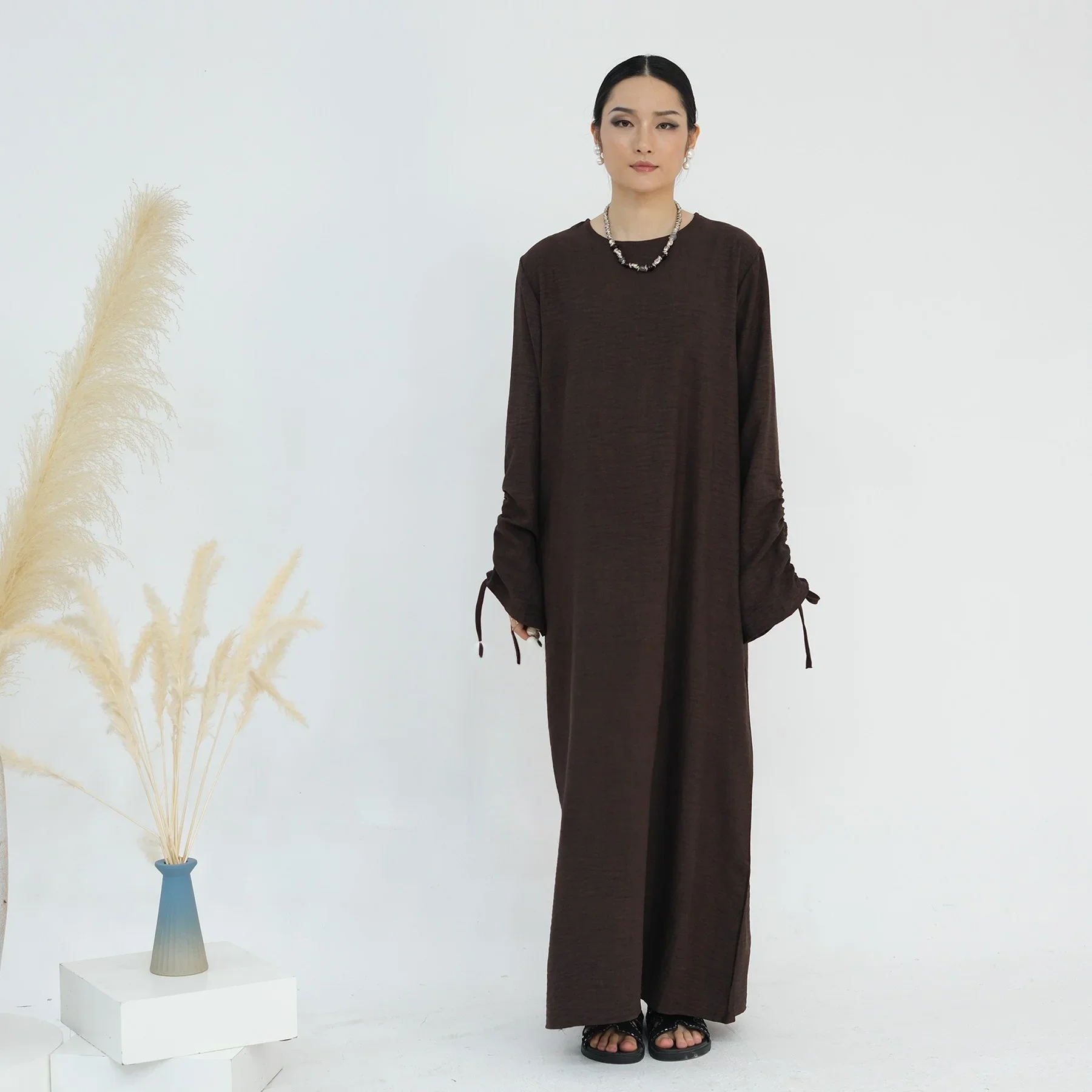 Eid Plain Abaya Vrouwen Moslim Jurk Dubai Jurk Turkije Kaftan Kebaya Caftan Marocain Femme Musulmane Vestidos Gewaad Islam Jalabiya