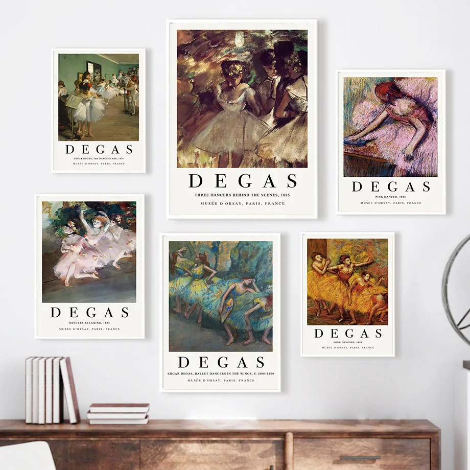 Mural de Arte de Pared de Bailarina, Impresiones de Pinturas al Óleo de Bailarinas de Ballet Vintage, Pósters de Lienzo de Arte Impresionista Famoso, Decoración Clásica para el Hogar