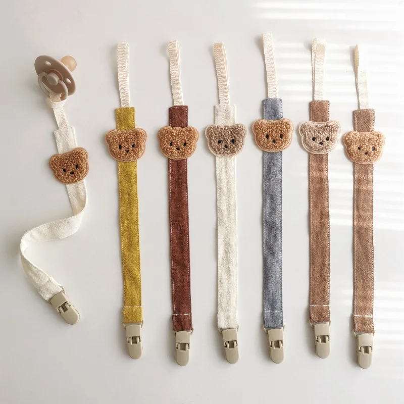 Cute Bear Baby Pacifier Chain Clips Holders Anti-drop Chain Cartoon Animal Teething Clips Teether Toy Soother Pacifier Straps