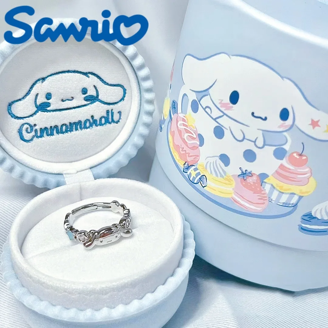 Sanrio Kuromi  Rings Action Anime Figures  Melody Cartoon Adjustable Ring Wavy Edge Couple Ring Gift Cute Fashion Girlfriend