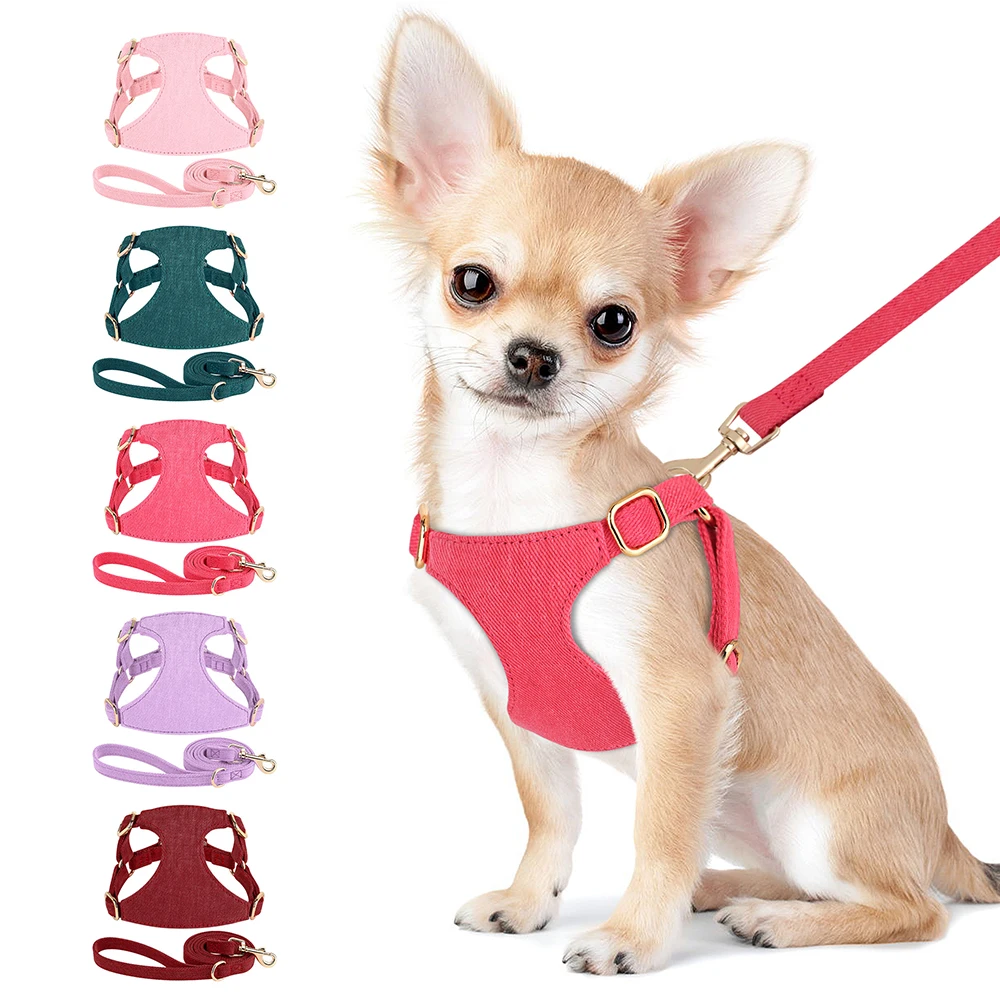 Mesh Pet Dog Harness and Leash Set For Small Medium Dogs Chihuahua Bulldog Cat Vest Harnesses Puppy Chest Strap Pug Pink