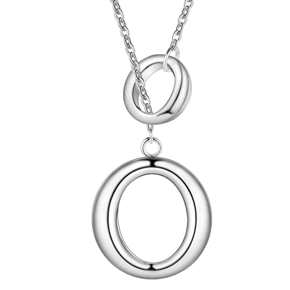 Neue Silber Farbe hohe qualität Zwei O Anhänger Halskette Für Frauen Hohe Qualität Mode Schmuck Weihnachten Geschenk