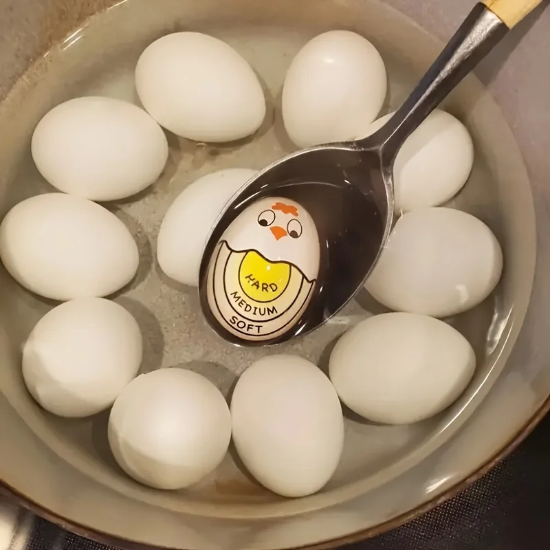 1Pc Egg Timer Color Changing Indicator Boiled Egg By Temperature Indication Cute Cartoon Face Home Kitchen Tools Durable Gadget