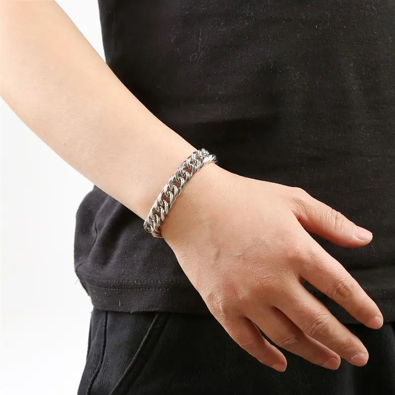 Fashion Stainless Steel Chain Bracelets Hip Hop Cuban Chains Waterproof Male Jewelry Punk Men Accessories On Hand Band