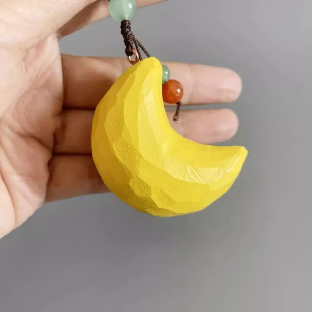

Handmade Moon Wood Carving Pendant, Crescent Car Hang ornament, Keychain, Bag Charm, Unique Romantic Gift for Best Friend