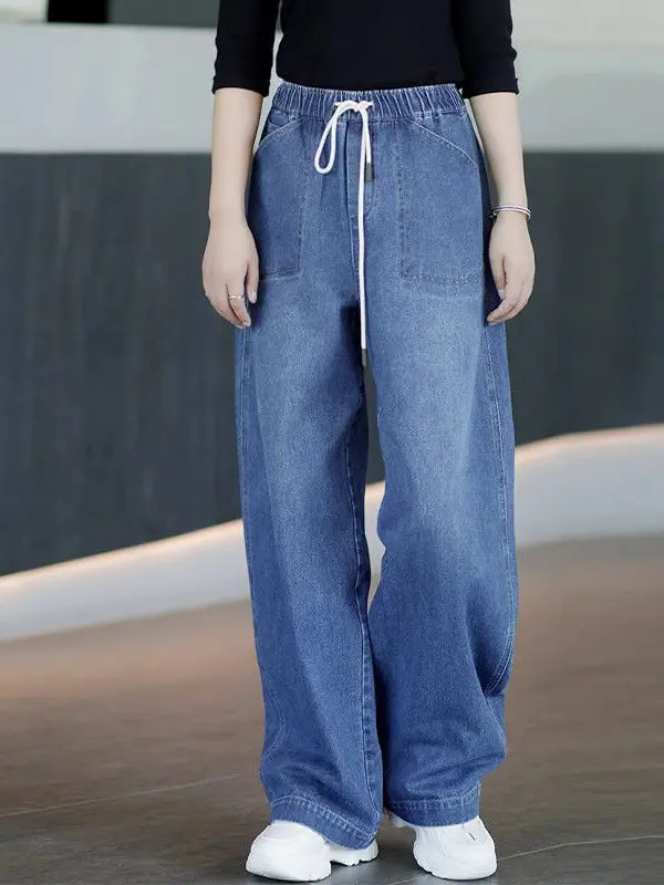 

High Waist Loose Wide Leg Jeans Women's Casual Straight Leg Pants Trousers Denim Anti-Wrinkle Comfortable Fit for Spring Autumn