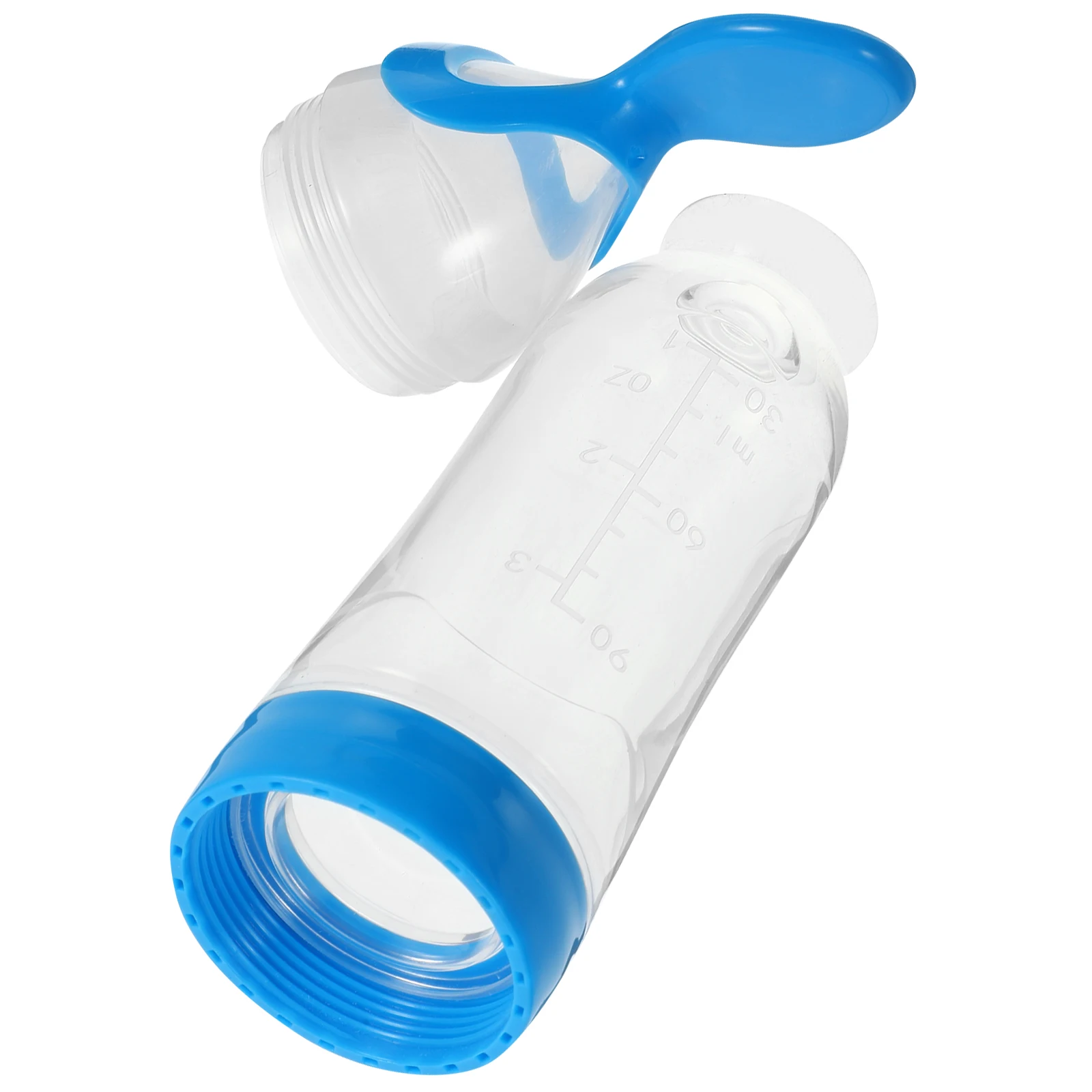 

Silicone Feeder Food Spoon 6-12 Months Blue Dispensing Baby Food Spoon Feeder Toddler Anti-Tip Suction Set Plastic Dining