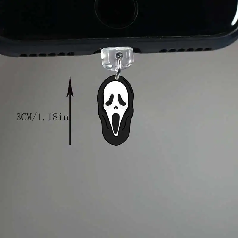 Colgante acrílico con cara de fantasma para teléfono, tapón antipolvo para iPhone, xiaomi, Samsung, accesorios para teléfono con cara de fantasma