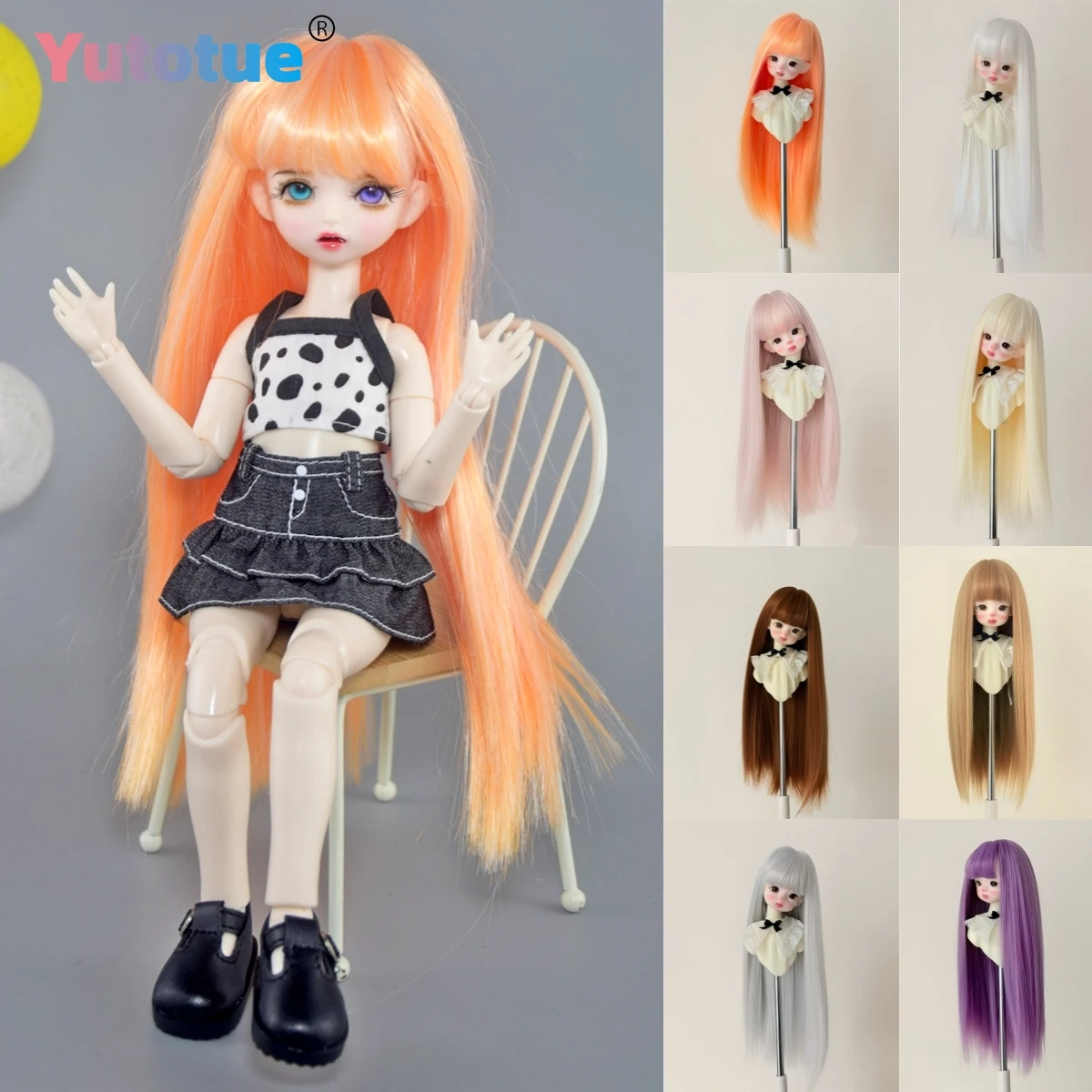 Muñecas Yutotue, pelo largo y liso con flequillo, pelucas para muñecas BJD 1/3 1/4 1/6, muñeca BJD, muñeca de moda, juguete, pelucas DIY