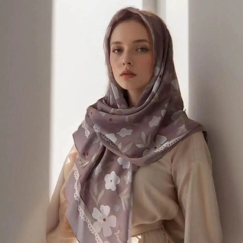 

Malaysia Floral Printed 110 Square Scarf Muslim Hijab Women Elegant Shawls Ladies Casual Headscarf Turban Kerchief Wholesale