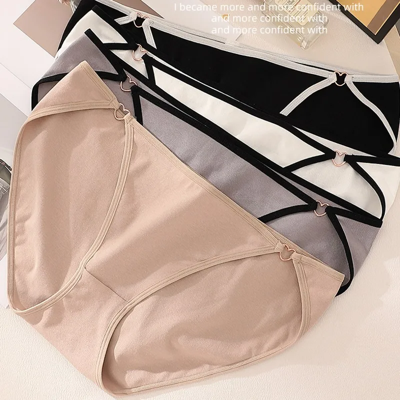 Plus size Color Blocking Sports Panties High-Leg Cut Cotton briefs Hollow out underpants Japanese style Low-Rise Sexy Underwear