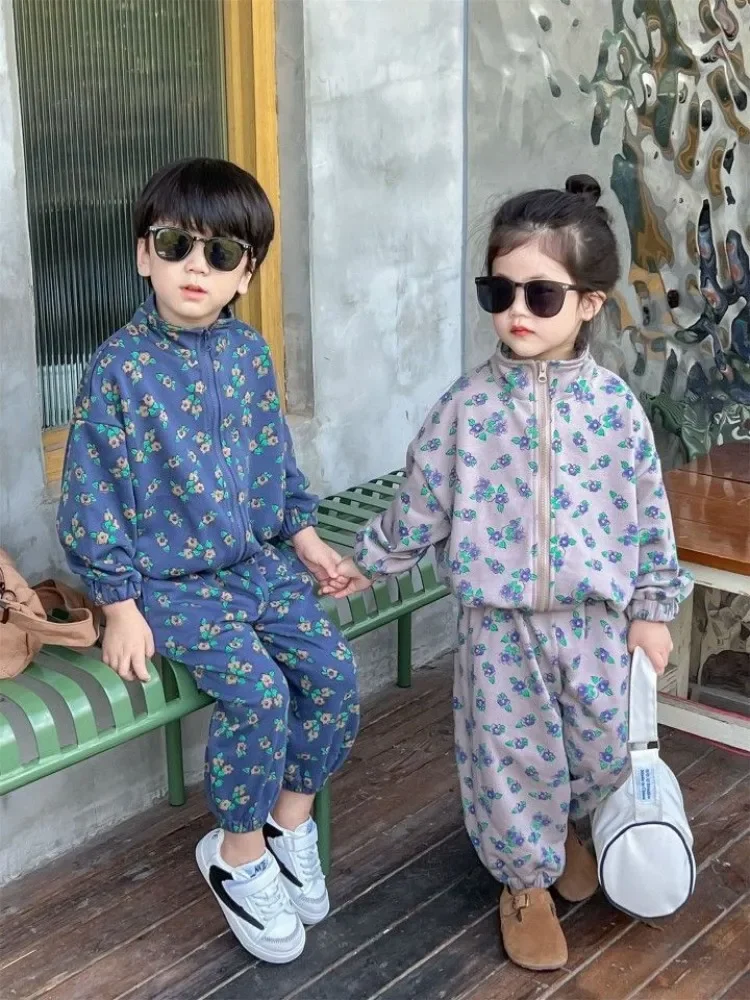 boys-girls-flower-print-zipper-coat-pants-2pcs-suit-kids-outfits-new-children-clothes-set-spring-and-autumn