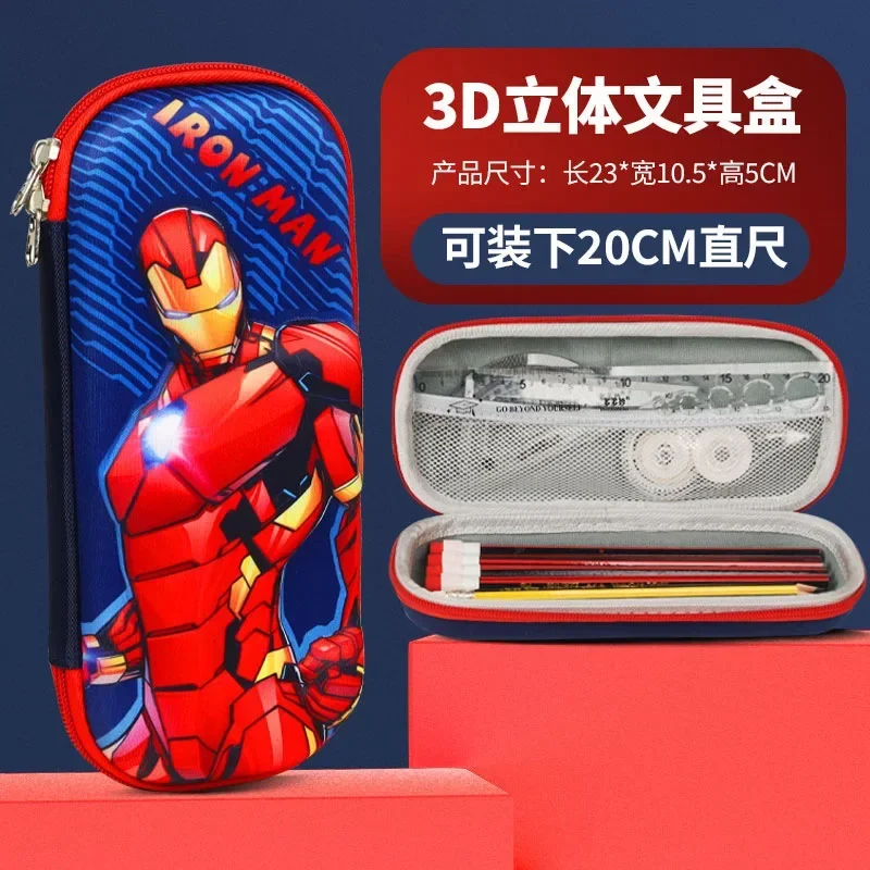 Marvel Spiderman Pencil Case Handsome Cartoon Iron Man Captain America High-capacity Bilayer Pencil Box School Supplies Gifts