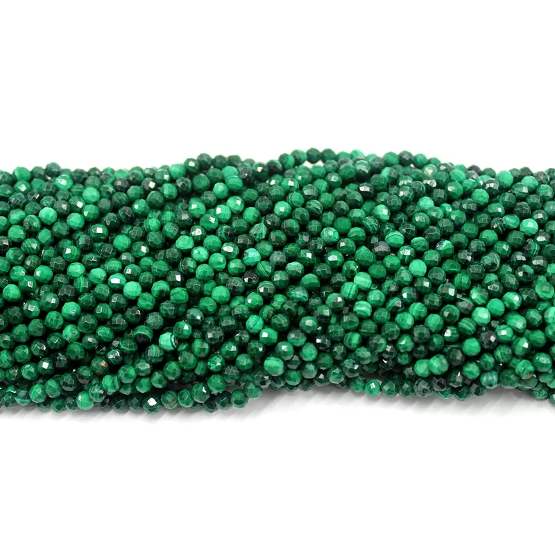 Natural Faceted Malachite High Quality Loose Round Beads 2/3/4MM 38CM For Jewelry Making DIY Bracelet Necklace Accessories