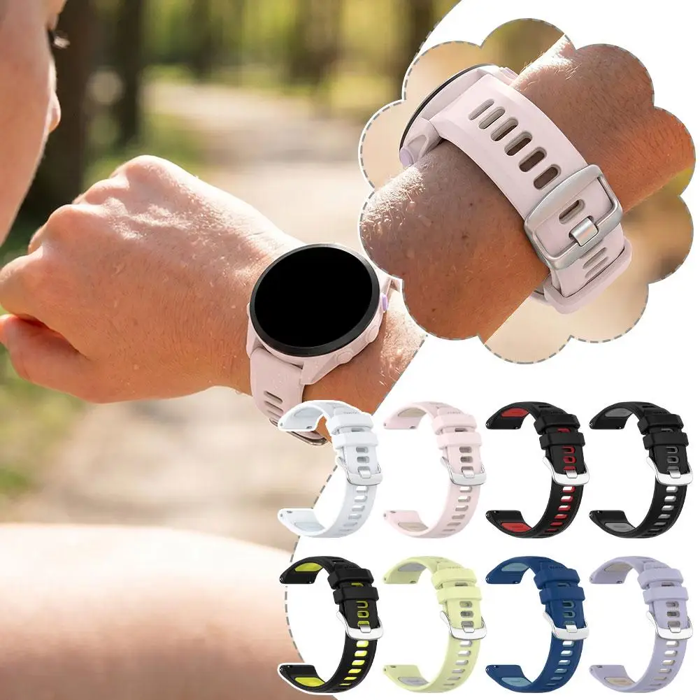 Replacement Silicone Watch Band for Garmin Forerunner 170 70 20mm Dual Color Soft Skin-Friendly Sport Wrist Strap Multiple Color