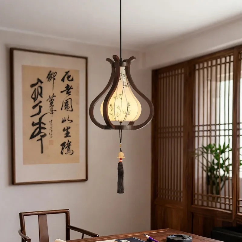 Song Dynasty Style Chandelier Zen Bedroom Lighting New Chinese National Aesthetic Pendant Lamp for Tea Table Entrance Decor